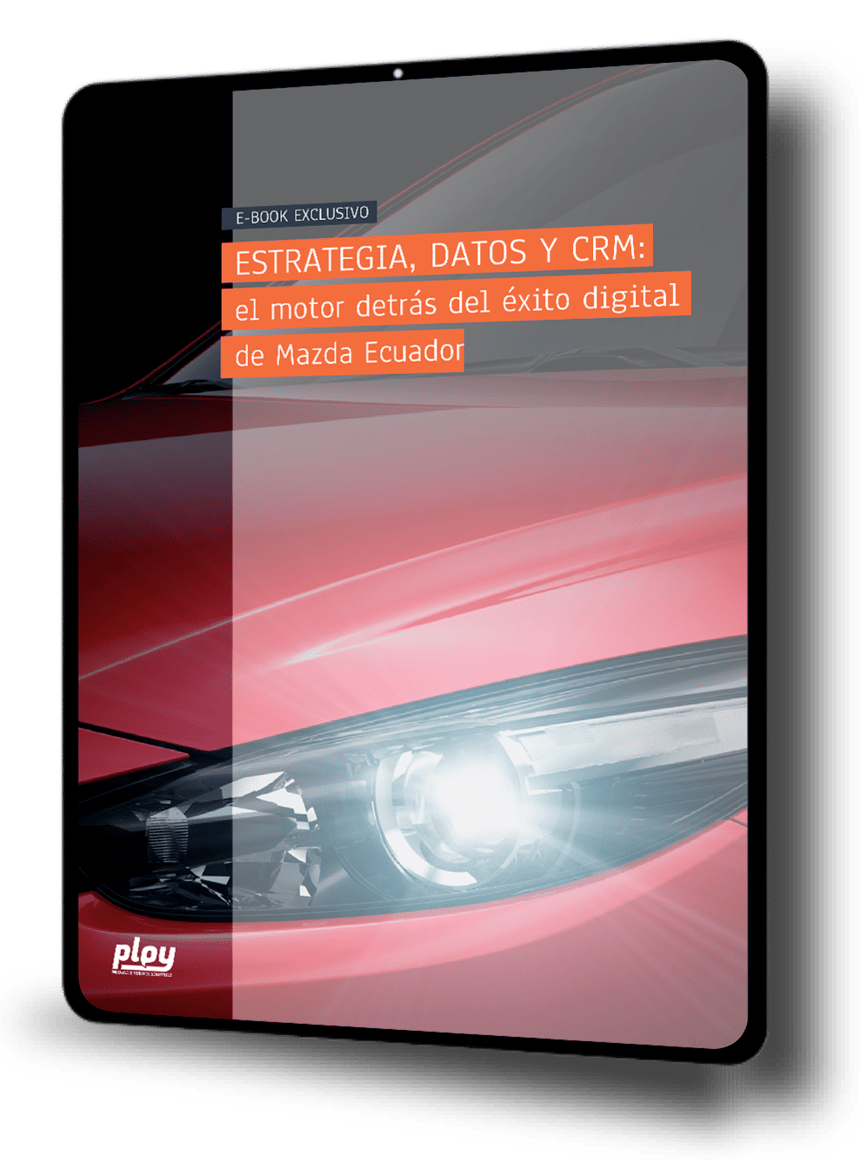 Portada del ebook Estrategia, Datos y CRM, caso Mazda Ecuador, vertical Automotriz, Ploy